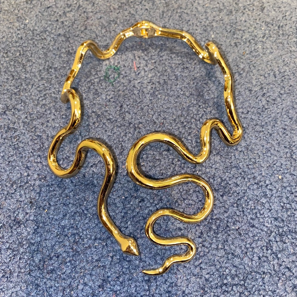Gold Snake Necklace with Hinge Closure